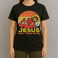 Jesus Has Your Back Jiu Jitsu Retro Christian Women T-Shirt