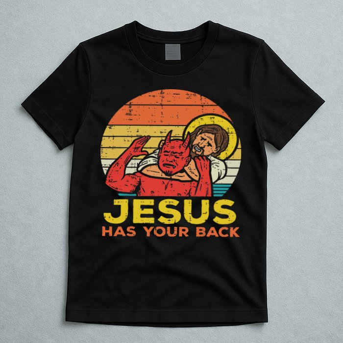 Jesus Has Your Back Jiu Jitsu Retro Christian Women T-Shirt