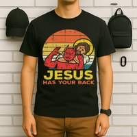 Jesus Has Your Back Jiu Jitsu Retro Christian Women T-Shirt