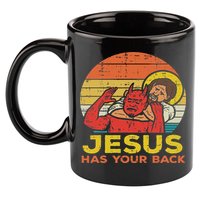 Jesus Has Your Back Jiu Jitsu Retro Christian Women 11oz C Handle Ceramic Mug