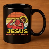 Jesus Has Your Back Jiu Jitsu Retro Christian Women 11oz C Handle Ceramic Mug
