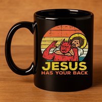 Jesus Has Your Back Jiu Jitsu Retro Christian Women 11oz C Handle Ceramic Mug