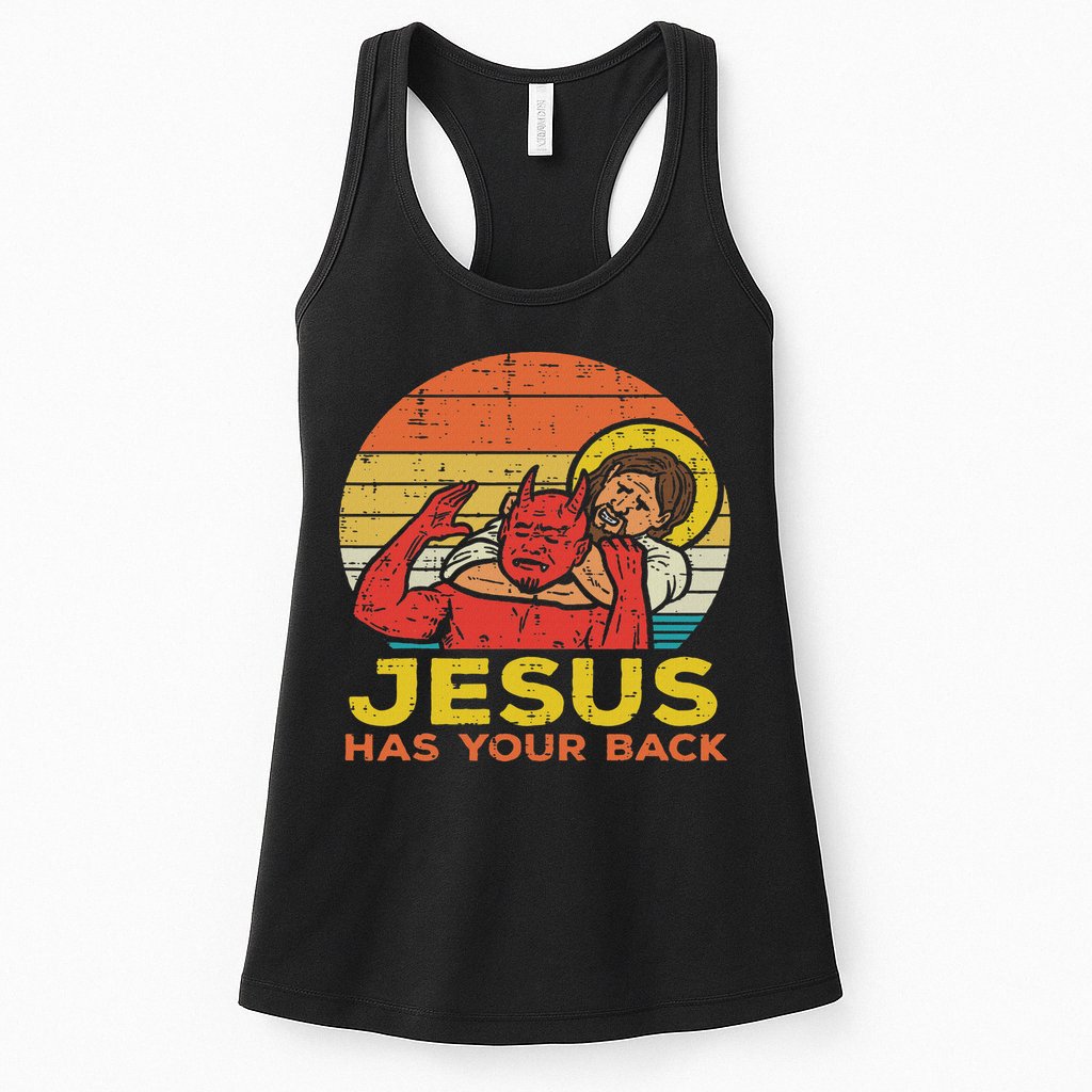 Jesus Has Your Back Jiu Jitsu Retro Christian Women Womens Tank Top