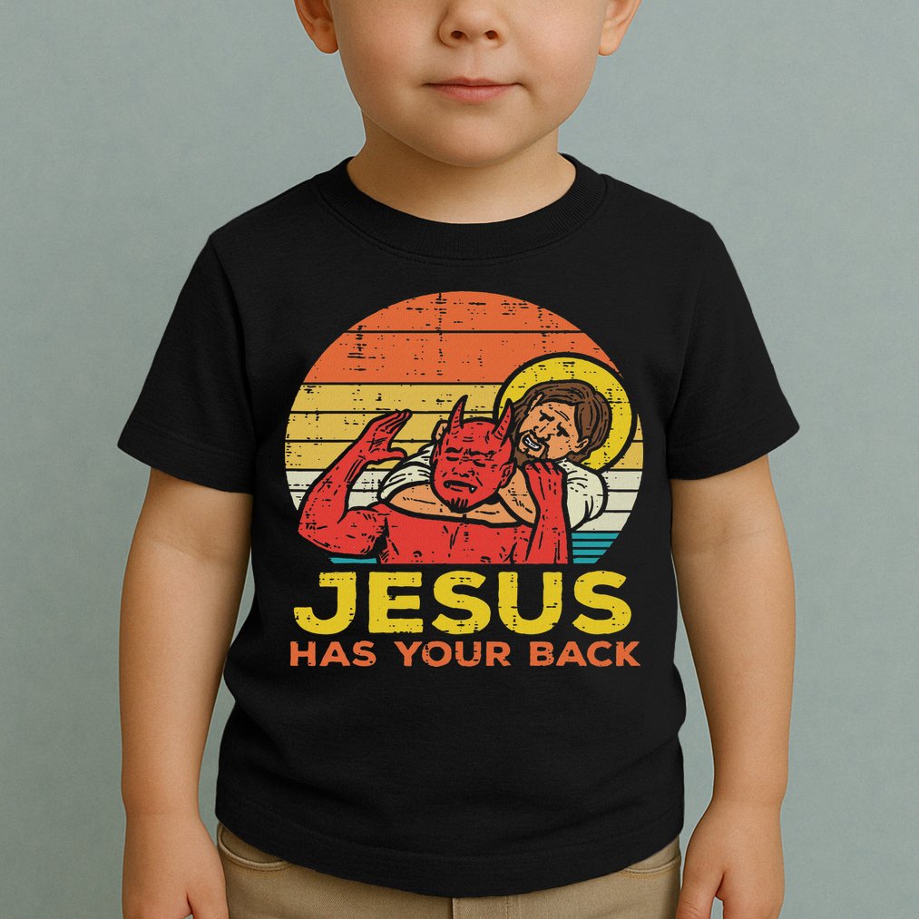 Jesus Has Your Back Jiu Jitsu Retro Christian Women Toddler T-Shirt