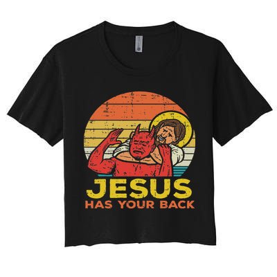 Jesus Has Your Back Jiu Jitsu Retro Christian Women Women's Crop Top Tee