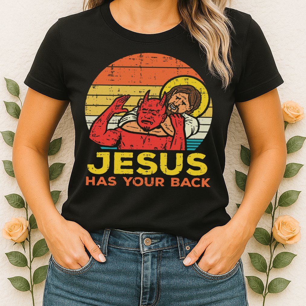 Jesus Has Your Back Jiu Jitsu Retro Christian Women Womens T-Shirt