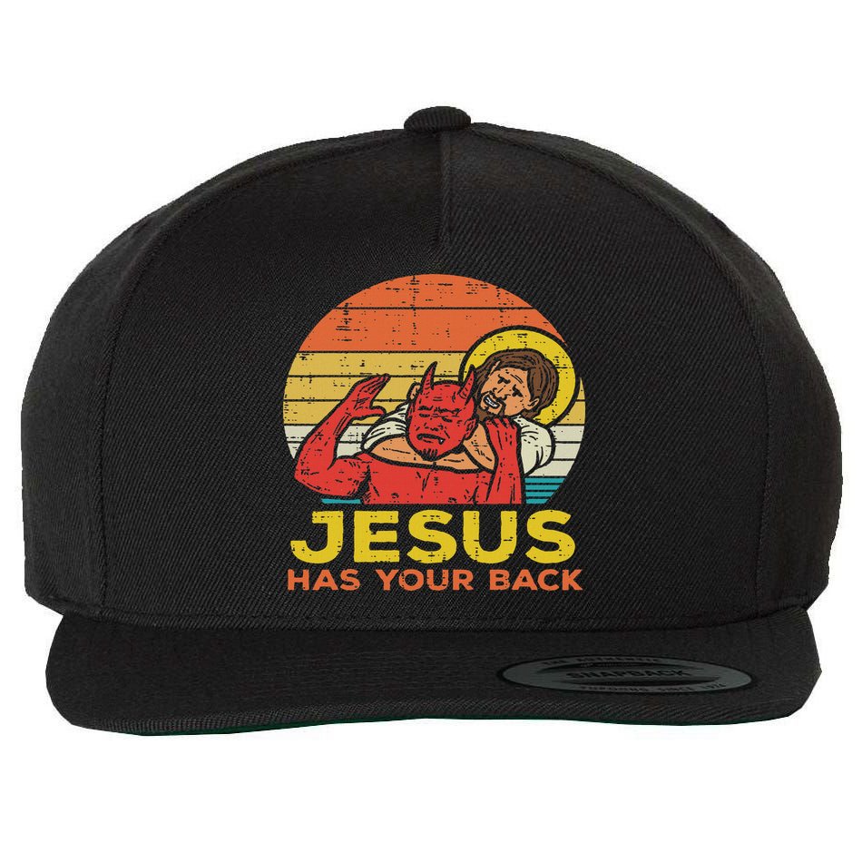 Jesus Has Your Back Jiu Jitsu Retro Christian Women Wool Snapback Cap