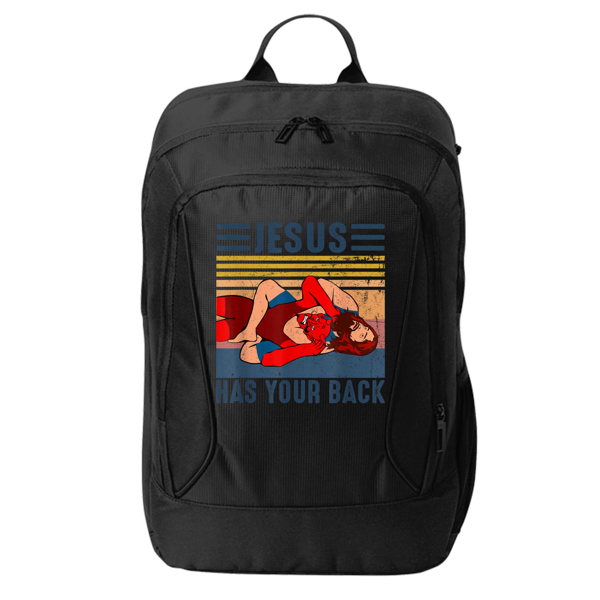 Jesus Has Your Back Wrestling Vintage City Backpack