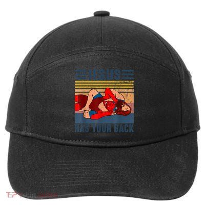 Jesus Has Your Back Wrestling Vintage 7-Panel Snapback Hat