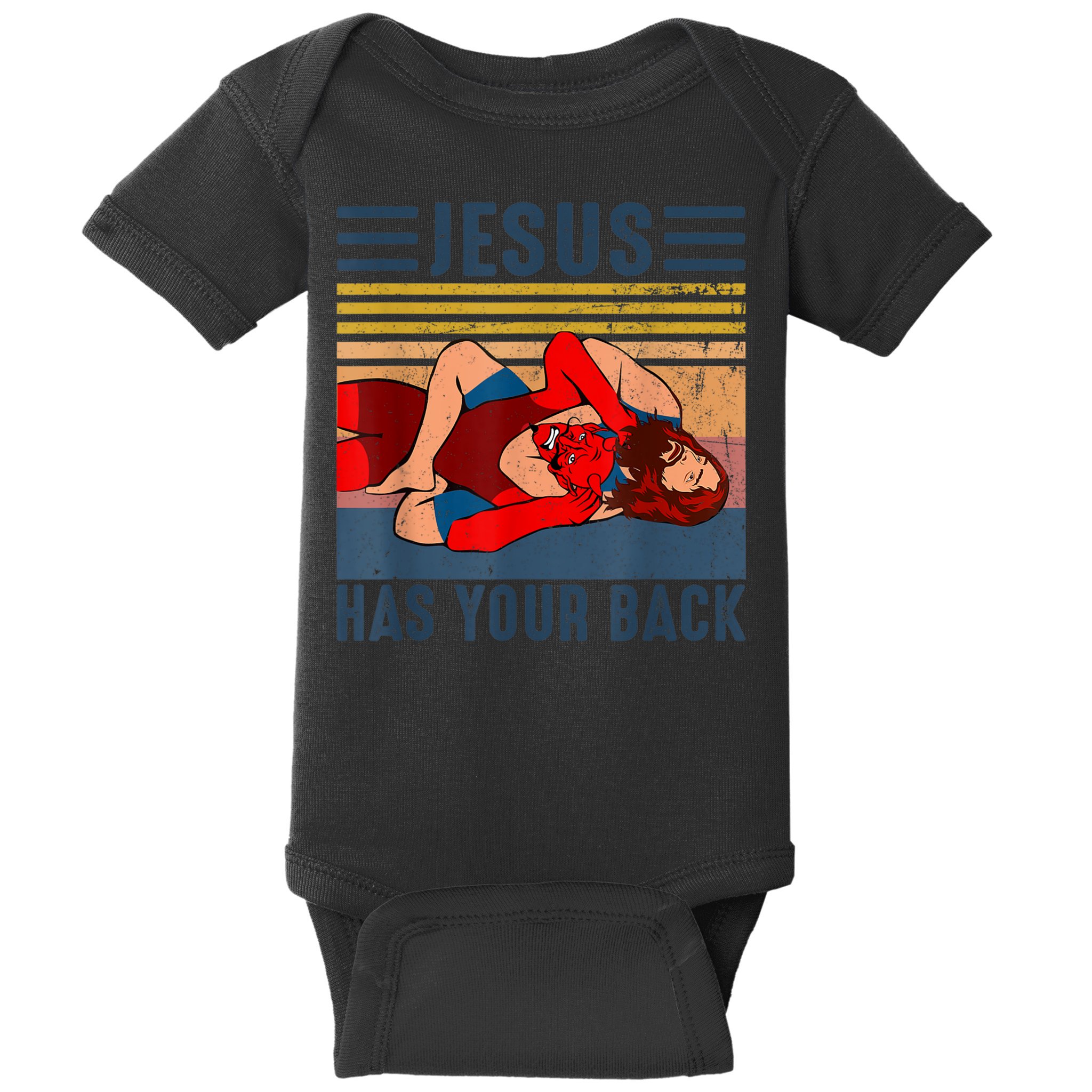 Jesus Has Your Back Wrestling Vintage Baby Bodysuit