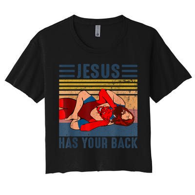Jesus Has Your Back Wrestling Vintage Women's Crop Top Tee