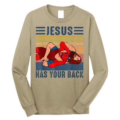 Jesus Has Your Back Wrestling Vintage Long Sleeve Shirt