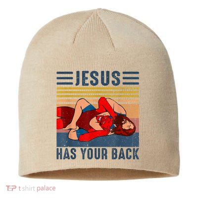Jesus Has Your Back Wrestling Vintage Sustainable Beanie