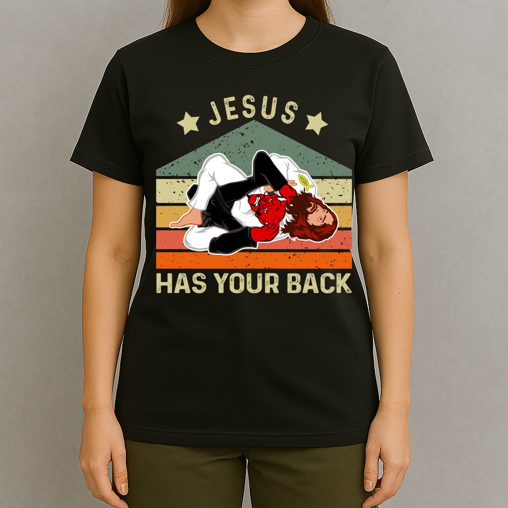 Jesus Has Your Back Brazilian Jiu Jitsu Jesus T-Shirt