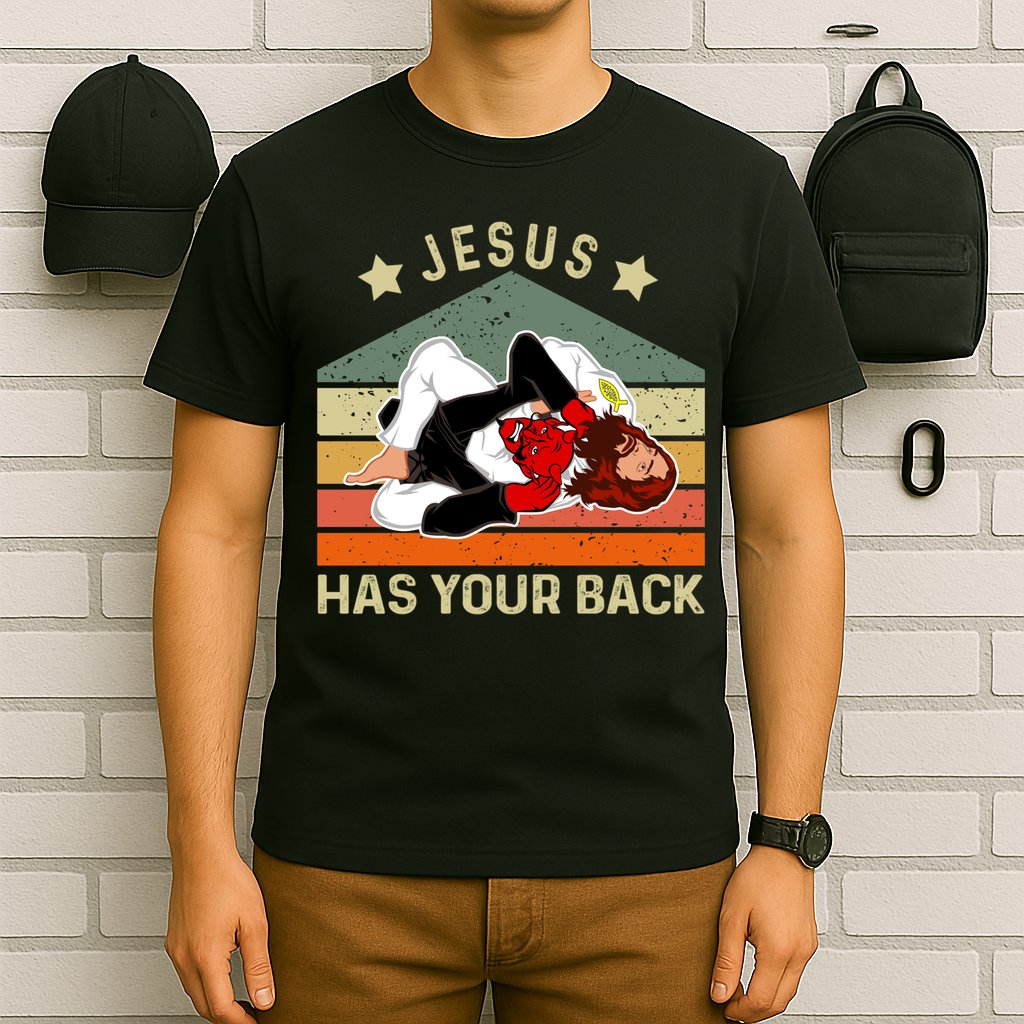 Jesus Has Your Back Brazilian Jiu Jitsu Jesus T-Shirt
