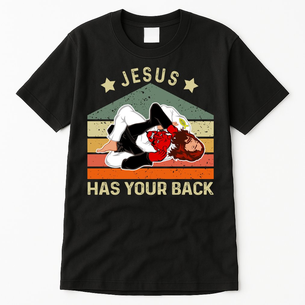 Jesus Has Your Back Brazilian Jiu Jitsu Jesus Tall T-Shirt