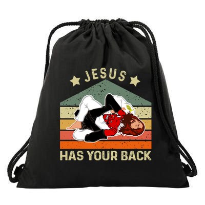 Jesus Has Your Back Brazilian Jiu Jitsu Jesus Drawstring Bag