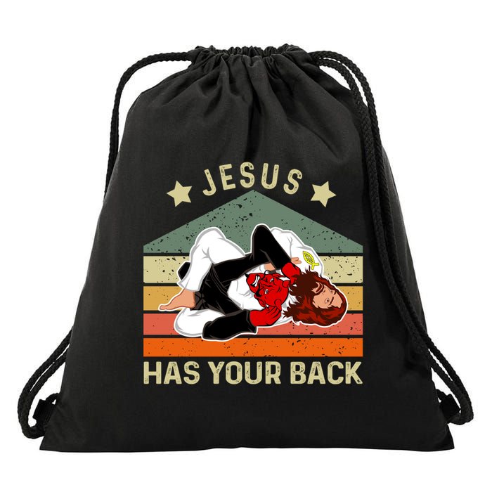 Jesus Has Your Back Brazilian Jiu Jitsu Jesus Drawstring Bag