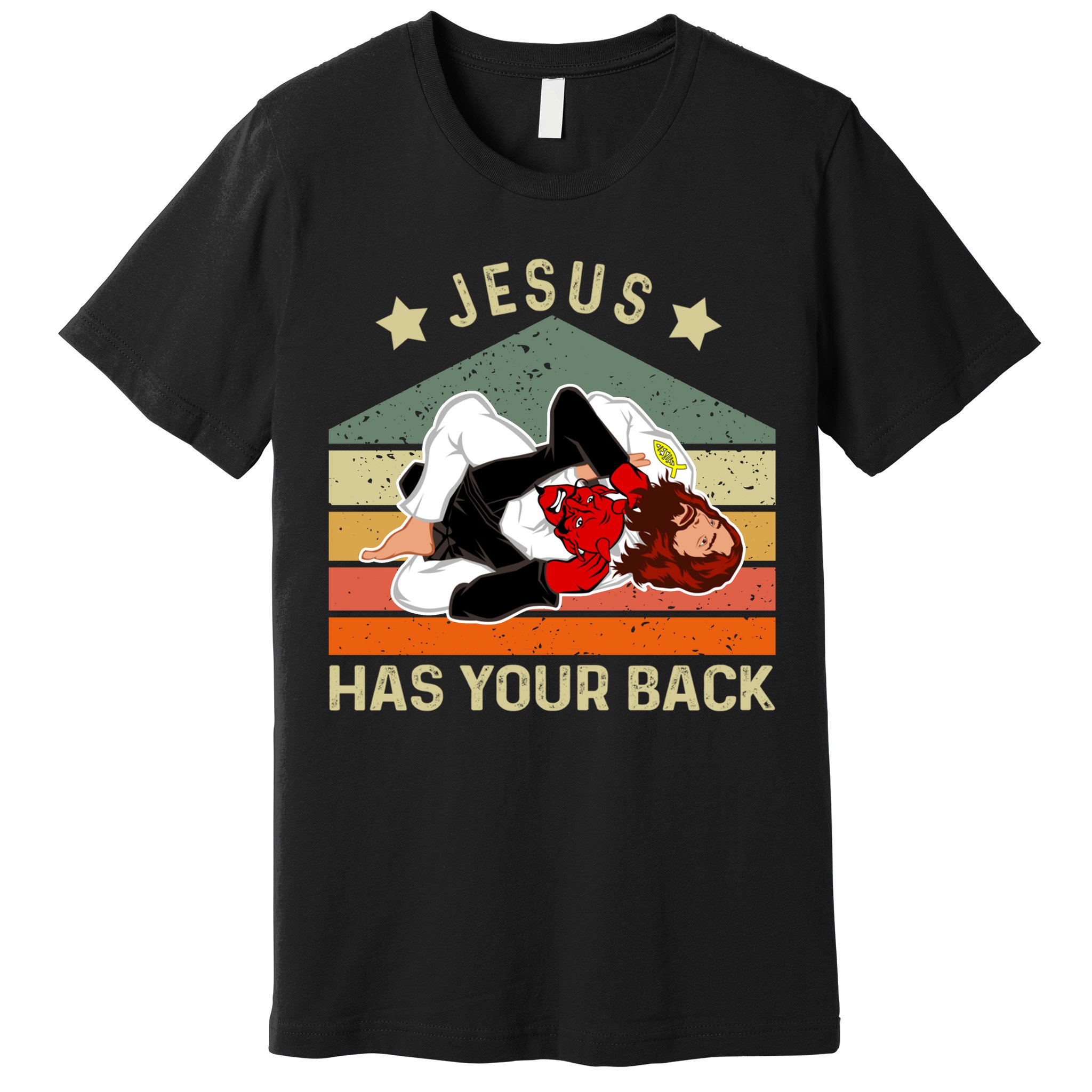 Jesus Has Your Back Brazilian Jiu Jitsu Jesus Premium T-Shirt