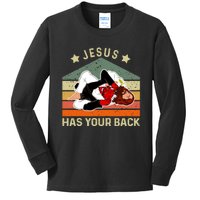 Jesus Has Your Back Brazilian Jiu Jitsu Jesus Kids Long Sleeve Shirt