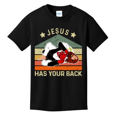 Jesus Has Your Back Brazilian Jiu Jitsu Jesus Kids T-Shirt