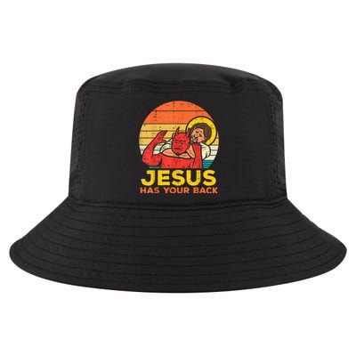 Jesus Has Your Back Jiu Jitsu Retro Christian Men Women Cool Comfort Performance Bucket Hat