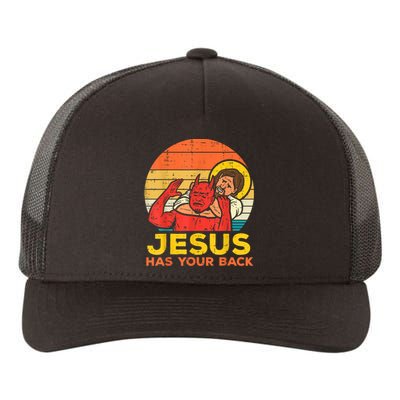 Jesus Has Your Back Jiu Jitsu Retro Christian Men Women Yupoong Adult 5-Panel Trucker Hat