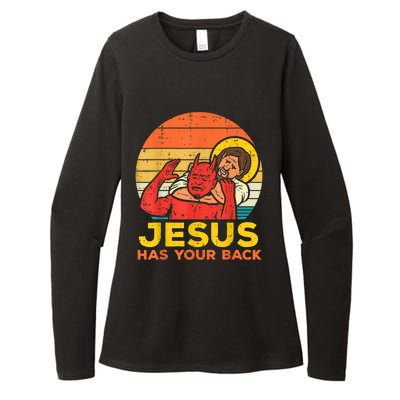 Jesus Has Your Back Jiu Jitsu Retro Christian Men Women Womens CVC Long Sleeve Shirt