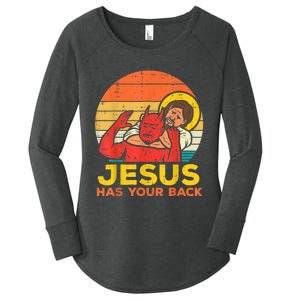 Jesus Has Your Back Jiu Jitsu Retro Christian Men Women Women's Perfect Tri Tunic Long Sleeve Shirt