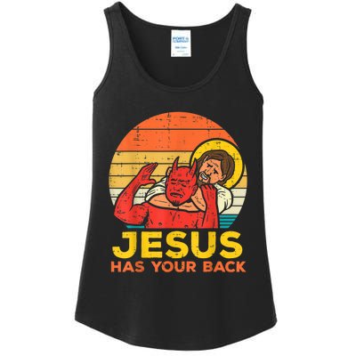 Jesus Has Your Back Jiu Jitsu Retro Christian Men Women Ladies Essential Tank