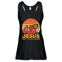 Jesus Has Your Back Jiu Jitsu Retro Christian Men Women Ladies Essential Flowy Tank