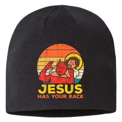 Jesus Has Your Back Jiu Jitsu Retro Christian Men Women Sustainable Beanie