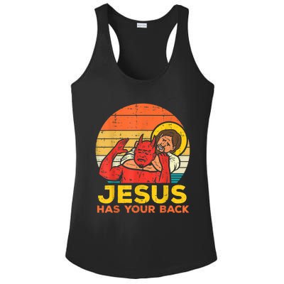 Jesus Has Your Back Jiu Jitsu Retro Christian Men Women Ladies PosiCharge Competitor Racerback Tank