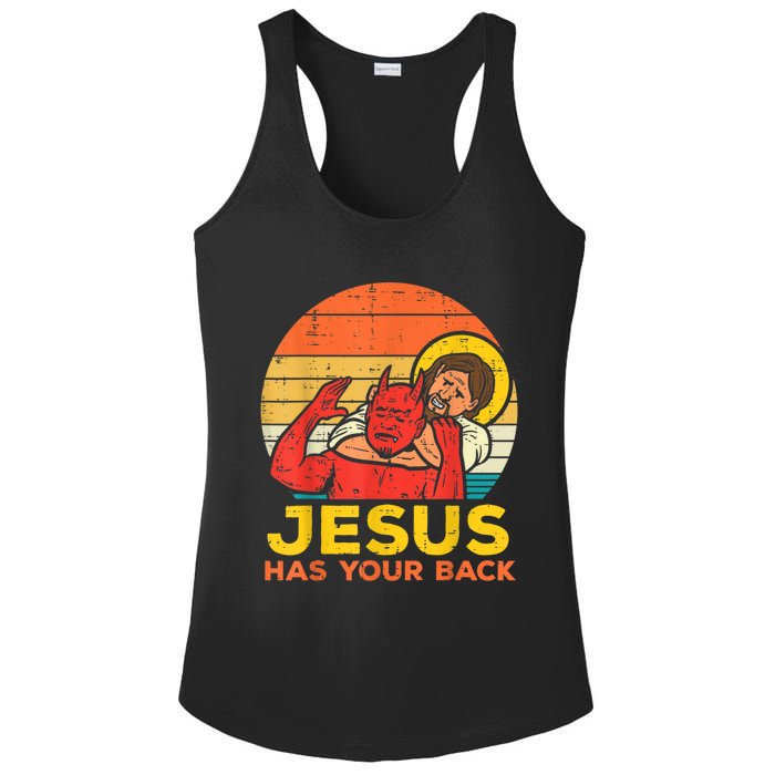 Jesus Has Your Back Jiu Jitsu Retro Christian Men Women Ladies PosiCharge Competitor Racerback Tank