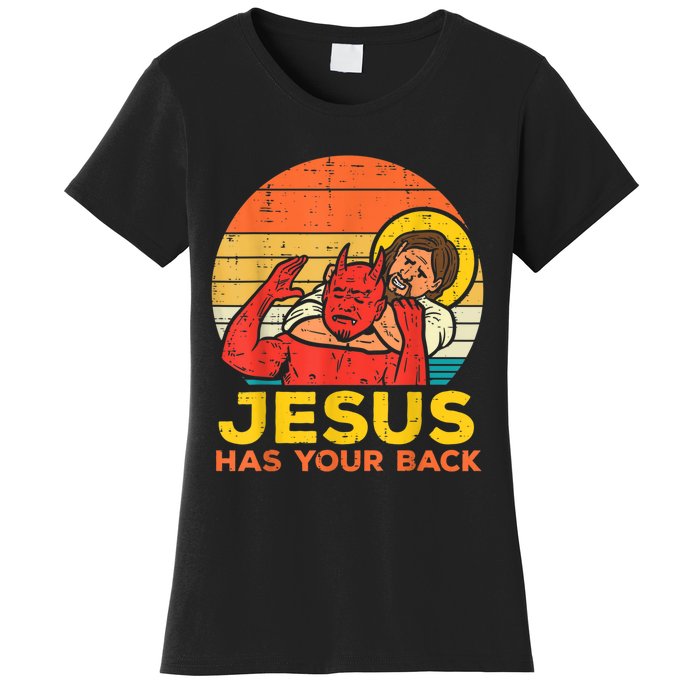 Jesus Has Your Back Jiu Jitsu Retro Christian Men Women Women's T-Shirt