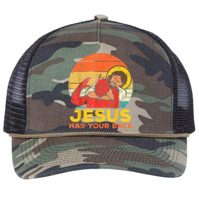 Jesus Has Your Back Jiu Jitsu Retro Christian Men Women Retro Rope Trucker Hat Cap