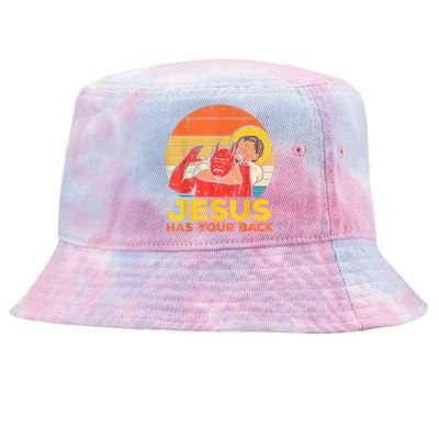 Jesus Has Your Back Jiu Jitsu Retro Christian Men Women Tie-Dyed Bucket Hat