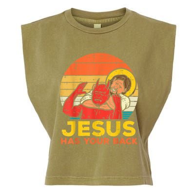 Jesus Has Your Back Jiu Jitsu Retro Christian Men Women Garment-Dyed Women's Muscle Tee