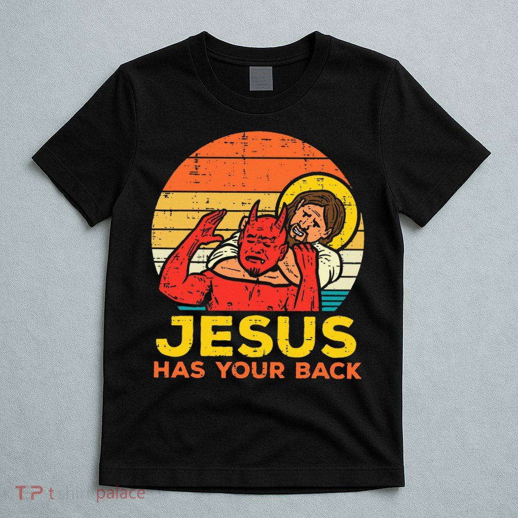 Jesus Has Your Back Jiu Jitsu Retro Christian Men Women Kids T-Shirt