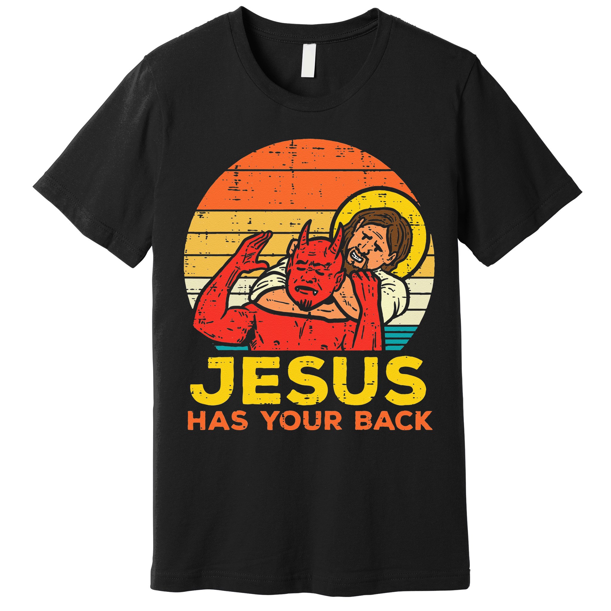 Jesus Has Your Back Jiu Jitsu Retro Christian Men Women Kids Premium T-Shirt