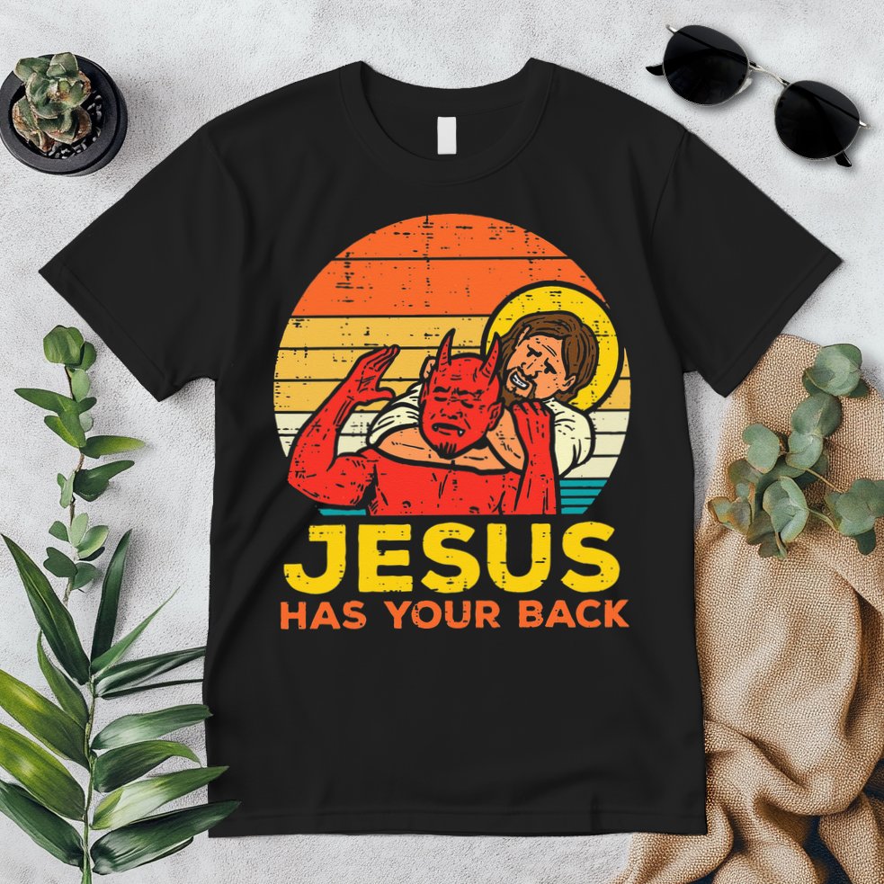 Jesus Has Your Back Jiu Jitsu Retro Christian Men Women Kids Premium T-Shirt