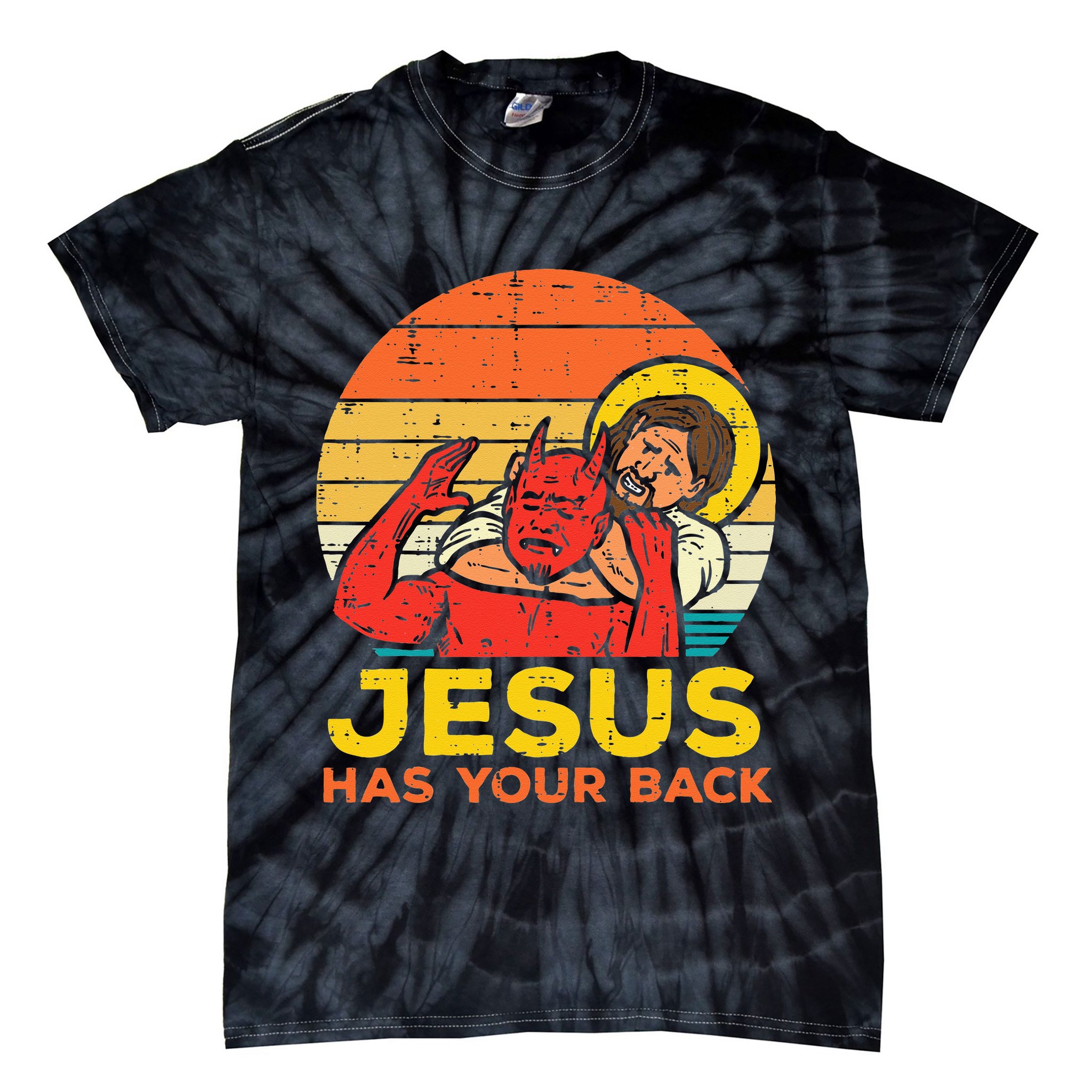 Jesus Has Your Back Jiu Jitsu Retro Christian Men Women Kids Tie-Dye T-Shirt