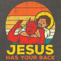 Jesus Has Your Back Jiu Jitsu Retro Christian Men Women Kids Cotton Canvas Backpack