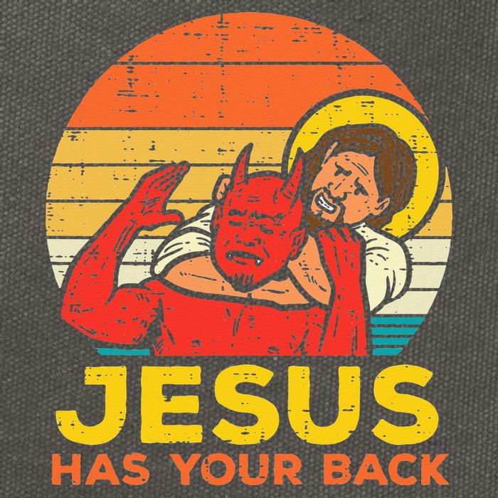 Jesus Has Your Back Jiu Jitsu Retro Christian Men Women Kids Cotton Canvas Backpack