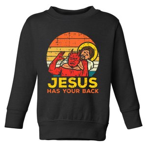 Jesus Has Your Back Jiu Jitsu Retro Christian Toddler Sweatshirt