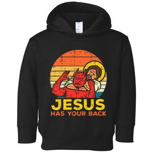 Jesus Has Your Back Jiu Jitsu Retro Christian Toddler Hoodie