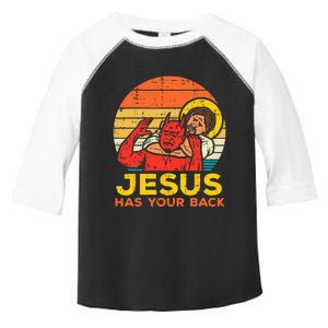 Jesus Has Your Back Jiu Jitsu Retro Christian Toddler Fine Jersey T-Shirt