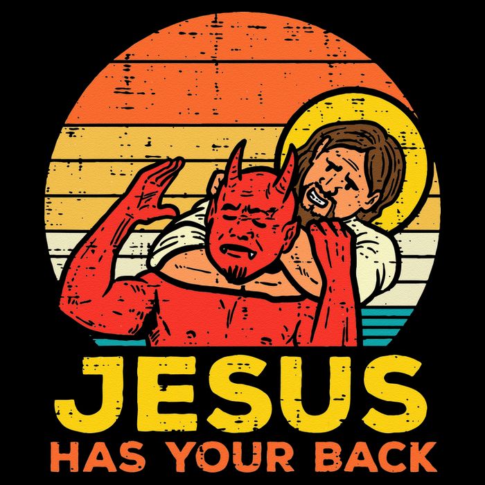 Jesus Has Your Back Jiu Jitsu Retro Christian Men Women Kids 16 in Basic Backpack
