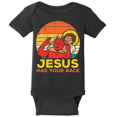 Jesus Has Your Back Jiu Jitsu Retro Christian Men Women Kids Baby Bodysuit