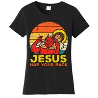 Jesus Has Your Back Jiu Jitsu Retro Christian Women's T-Shirt